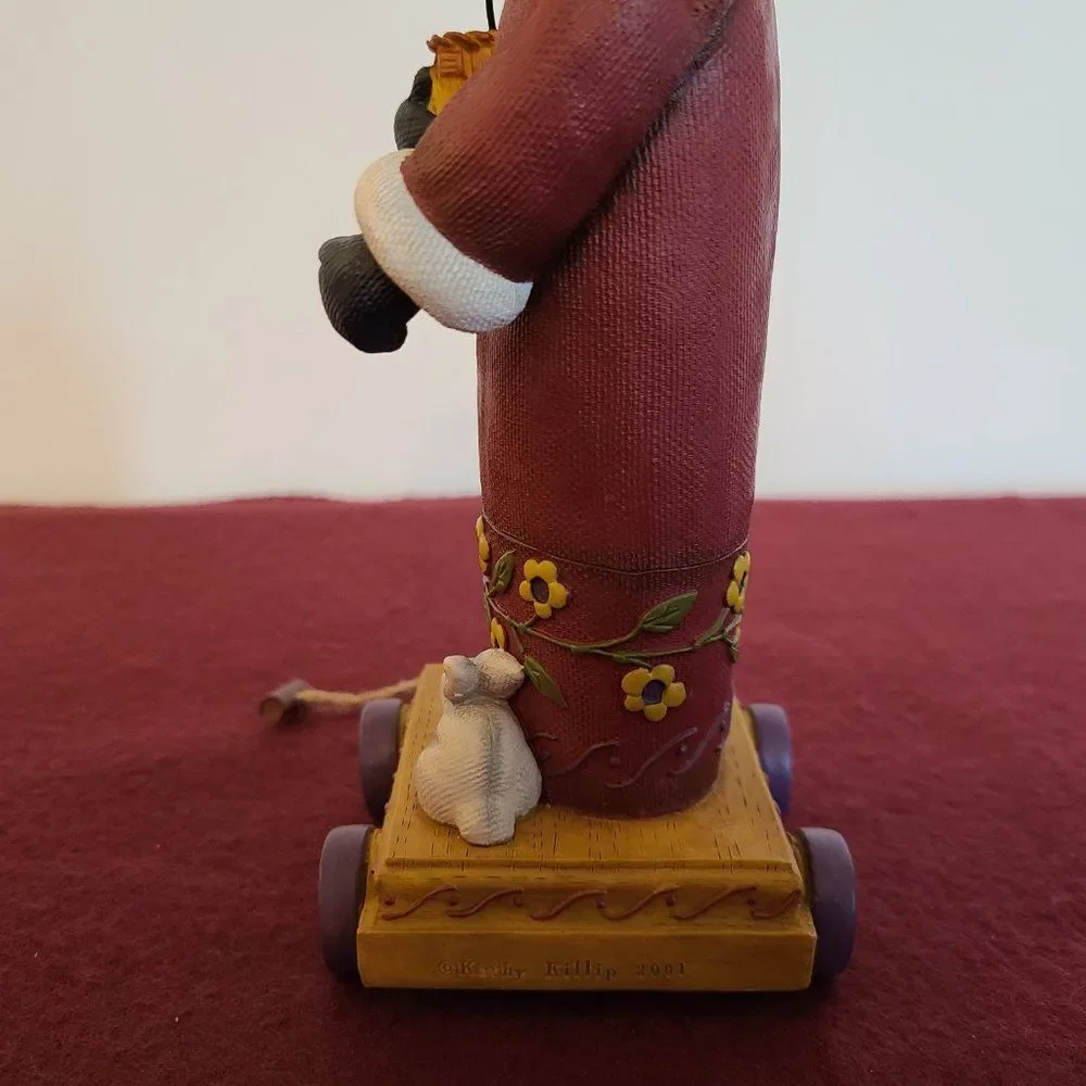 Demdaco Americana Father Christmas Santa On Wagon With Bunny and Tree XMas Decor